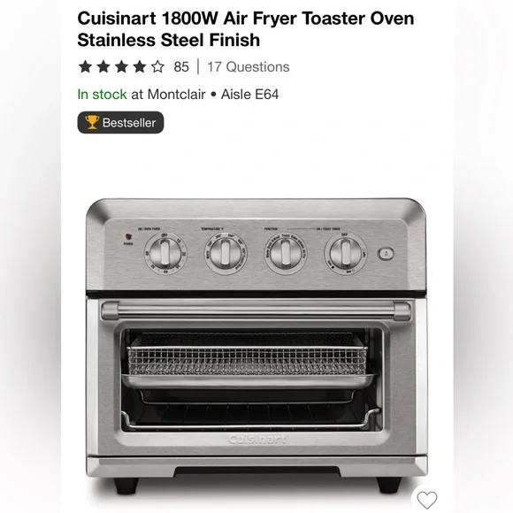 Cuisinart Stainless Steel Air Fryer Toaster Oven used $230 - Picture 1 of 2